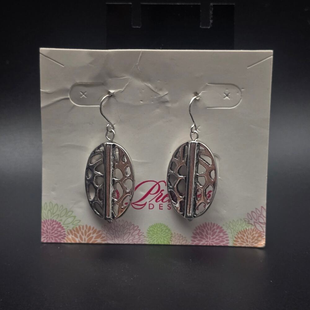 Premier Designs Del Monte Earrings Silver Tone Pierced